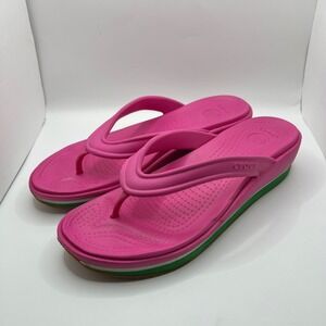 Crocs Retro Wedge Flip Flop Women's Size 10W Sandals Hot‎ Pink